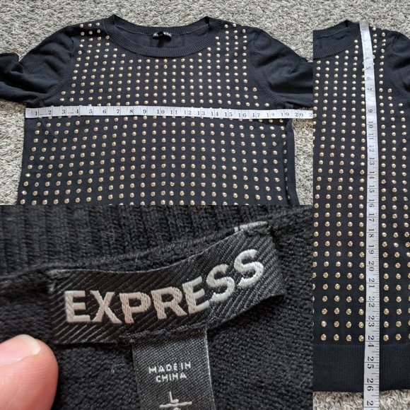 Express Black Gold Long Sleeve Cotton Blend Sweater L - Picture 9 of 9
